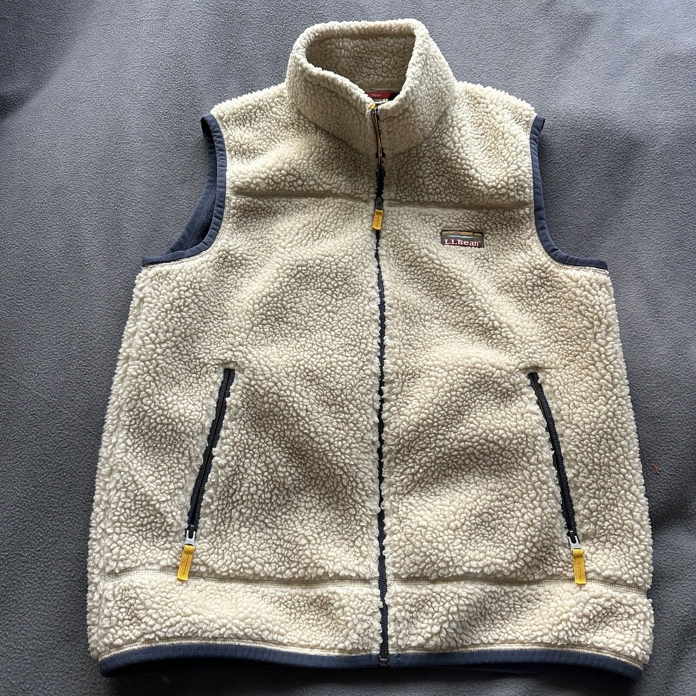 LL Bean Sherpa Fleece Vest Mens Medium Mountain Pile Sherpa Full Zip Gorp